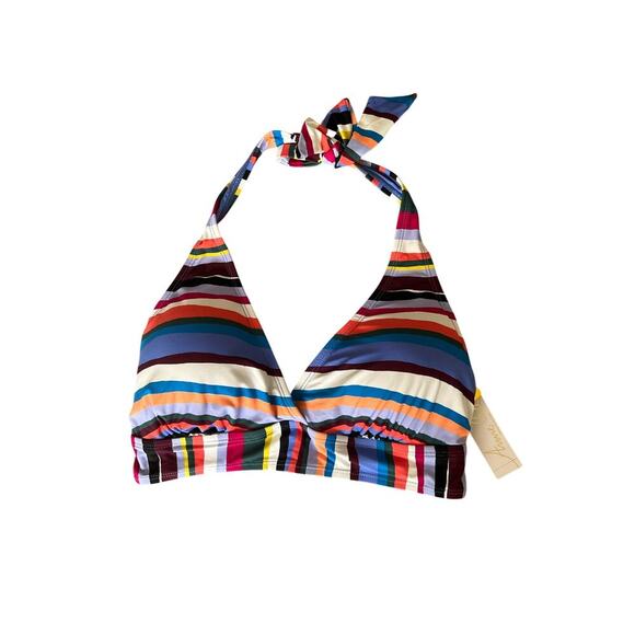 Anne Cole Women's Easy Breezy Stripe Halter Bikini Top in Multi, size D cup, NWT - Picture 6 of 8